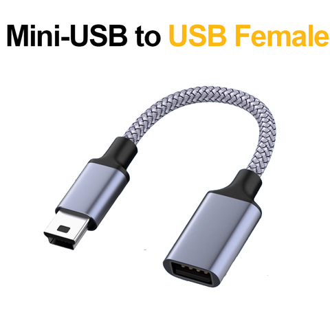 Mini-USB to USB Female | Mini-USB Cable | USB Female | Mini-USB Wire (10cm, 1m, 2m)