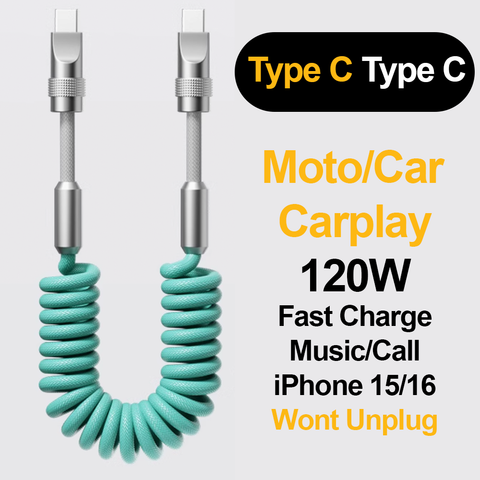 CAR & MOTO Support Carplay and more flexible cable | USB-C to USB-C | 60cm, 2M | 120W